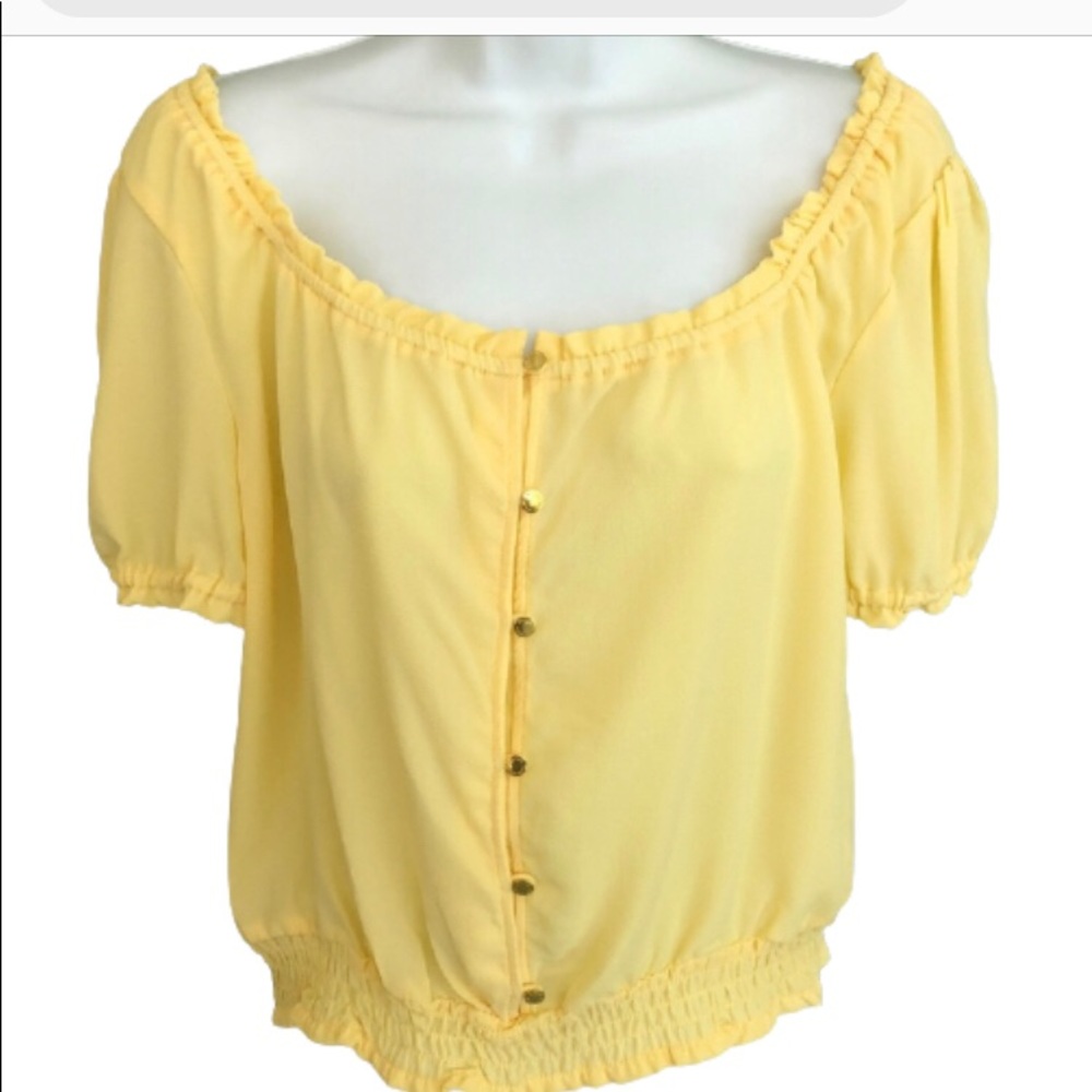 MICHAEL KORS PALE SUNFLOWER CROPTOP • sz MP • NWT